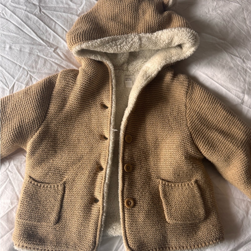 Gap super soft Sweater Jacket with Hood 12-18m